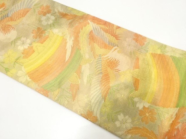 JAPANESE KIMONO / ANTIQUE FUKURO OBI / SAGANISHIKI / WOVEN WEEPING SAKURA